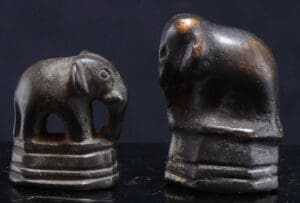 Asie - Siam - Lot de 2 poids à opium en bronze - 1800 / 1900