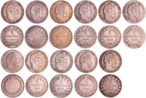 Louis-Philippe Ier (1830-1848) - 11 monnaies de 5 francs tête laurée Louis-Philippe Ier (1830-1848) - 11 monnaies de 5 francs tête laurée