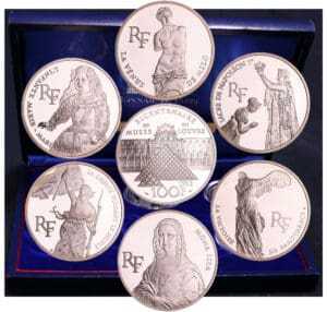 Cinquième république (1959- ) - Trésors du Musée du Louvre, 1993 (MONNAIE DE PARIS), 6 monnaies en argent