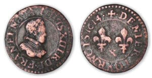 Louis XIII - Denier tournois 1614 X (Amiens) Louis XIII - Denier tournois 1614 X (Amiens)
