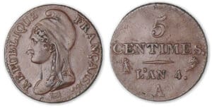 5 centimes Dupré petit module An 4 A (Paris) 5 centimes Dupré petit module An 4 A (Paris)