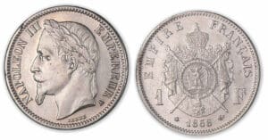 1 franc Napoléon III tête laurée 1868 A (Paris) 1 franc Napoléon III tête laurée 1868 A (Paris)