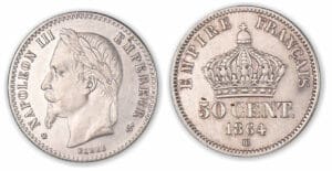 50 centimes Napoléon III tête laurée 1864 BB (Strasbourg) 50 centimes Napoléon III tête laurée 1864 BB (Strasbourg)