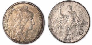 5 centimes Dupuis 1910 - Essai en laiton, sans le mot essai