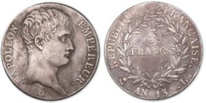 5 francs Napoléon Empereur An 13 L (Bayonne) 5 francs Napoléon Empereur An 13 L (Bayonne)