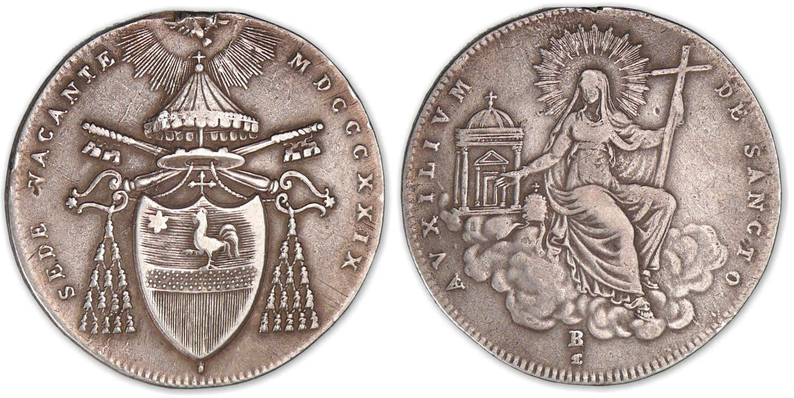 Italie - Etat papal - Siège vacant - demi-écu 1829 (Bologne) Italie - Etat papal - Siège vacant - demi-écu 1829 (Bologne)