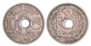 10 centimes Lindauer 1935 trou décentré 10 centimes Lindauer 1935 trou décentré