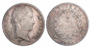 5 francs Napoléon revers Empire 1811 Q (Perpignan) 5 francs Napoléon revers Empire 1811 Q (Perpignan)