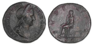 Sabine - Sesterce (136, Rome) La Pudeur