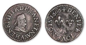 Henri IV - Denier tournois 1606 A (Paris) Henri IV - Denier tournois 1606 A (Paris)
