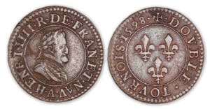 Henri IV - Double tournois 1598 A (Paris) Henri IV - Double tournois 1598 A (Paris)