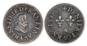 Henri IV - Denier tournois 1606 A (Paris) Henri IV - Denier tournois 1606 A (Paris)