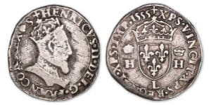 Henri II - Teston tête couronnée 1555 L (Bayonne) Henri II - Teston tête couronnée 1555 L (Bayonne)