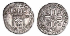 Louis XIV - Sol de 15 deniers surfrappé 1694 D (Lyon) Louis XIV - Sol de 15 deniers surfrappé 1694 D (Lyon)