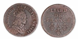 Louis XIV - Liard au buste juvénile 1655 A (Paris) Louis XIV - Liard au buste juvénile 1655 A (Paris)