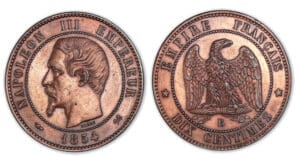 10 centimes Napoléon III tête nue 1854 B (Rouen) 10 centimes Napoléon III tête nue 1854 B (Rouen)
