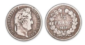 1/2 franc Louis-Philippe I 1831 K (Bordeaux) 1/2 franc Louis-Philippe I 1831 K (Bordeaux)