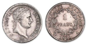 1 franc Napoléon revers République 1808 A (Paris) 1 franc Napoléon revers République 1808 A (Paris)