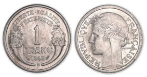 1 franc Morlon aluminium 1945 B (Beaumont)