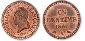 1 centime Dupré 2ème République 1850 A (Paris) 1 centime Dupré 2ème République 1850 A (Paris)