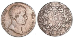 5 francs Napoléon Empereur An 12 M (Toulouse) 5 francs Napoléon Empereur An 12 M (Toulouse)