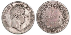 5 francs Louis-Philippe I tête nue tranche creux 1830 M (Toulouse) 5 francs Louis-Philippe I tête nue tranche creux 1830 M (Toulouse)