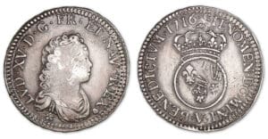 Louis XV - Demi-écu Vertugadin 1716 V (Troyes) Louis XV - Demi-écu Vertugadin 1716 V (Troyes)