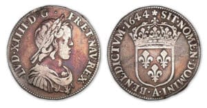 Louis XIV - Quart d'écu à la mèche courte 1644 A (Paris) Rose Louis XIV - Quart d'écu à la mèche courte 1644 A (Paris) Rose