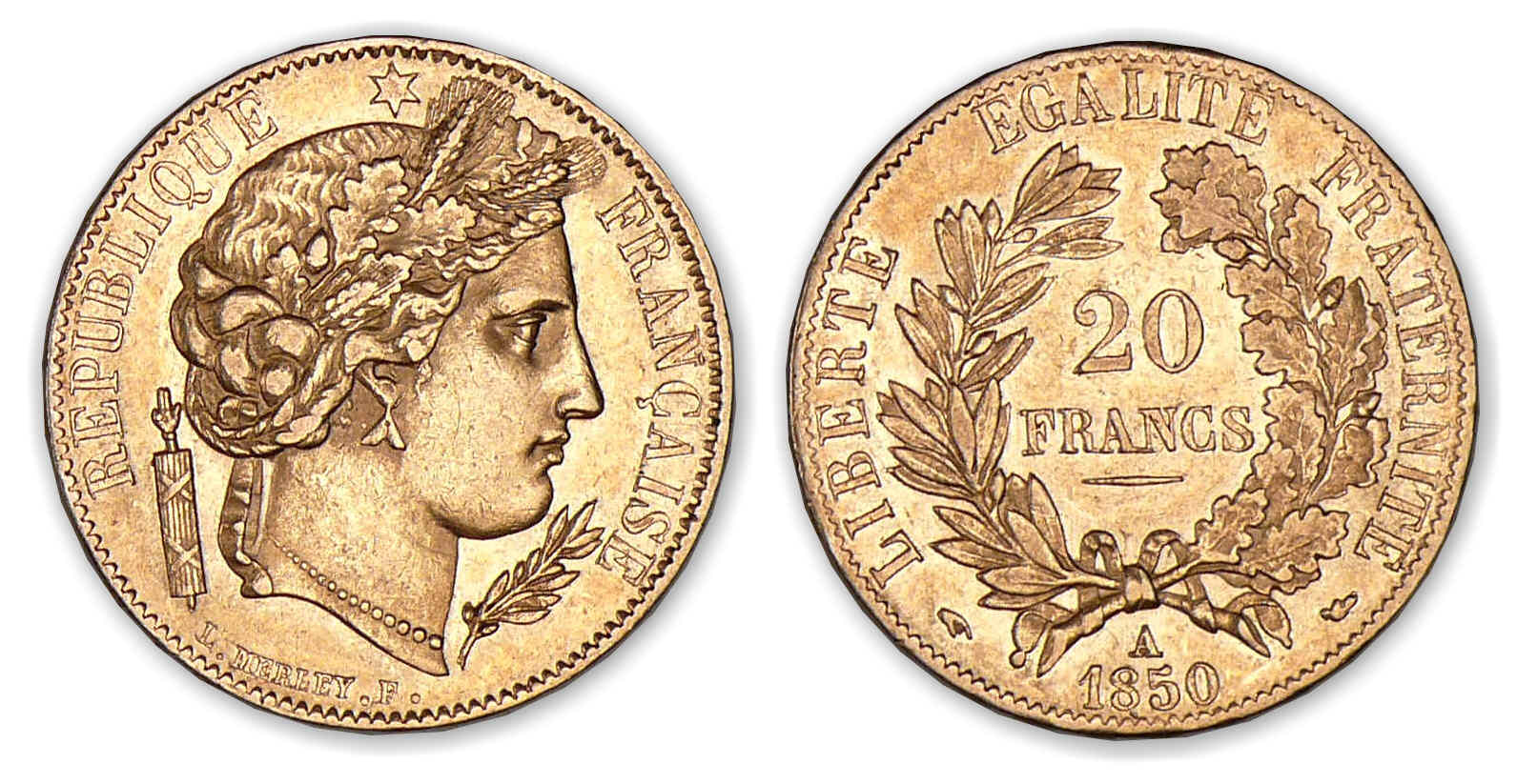 20 francs Cérès 1850 A (Paris) levrette oreille bas 20 francs Cérès 1850 A (Paris) levrette oreille bas