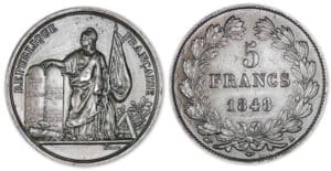 Médaille en étain moulée sur le module type de la 5 francs Louis-Philippe Médaille en étain moulée sur le module type de la 5 francs Louis-Philippe