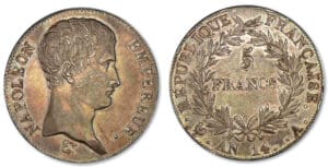 5 francs Napoléon Empereur An 14 A (Paris) 5 francs Napoléon Empereur An 14 A (Paris)