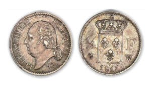 1/4 franc Louis XVIII buste nu 1817 W (Lille) 1/4 franc Louis XVIII buste nu 1817 W (Lille)