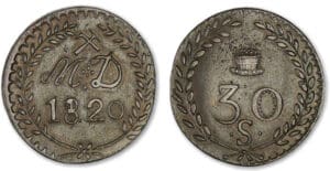 Louis XVIII - Mines 30 sous - Aniche - 1820 Louis XVIII - Mines 30 sous - Aniche - 1820