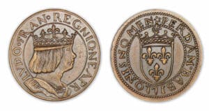 Troisième république - Essai de métal et de module au type du ducat d'or de Naples de Louis XII Troisième république - Essai de métal et de module au type du ducat d'or de Naples de Louis XII