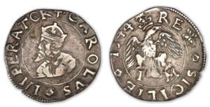 Italie - Sicile - Charles Quint - 2 tari 1544 (Messine) Italie - Sicile - Charles Quint - 2 tari 1544 (Messine)