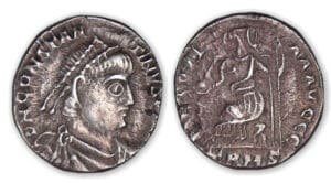 Constantin III - Silique (408-411, Trèves) Rome assise