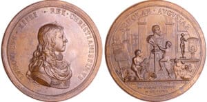 Louis XIV (1643-1715) - Médaille - Fondation de l'académie royale de peinture et de sculpture, à Paris et à Rome 1647. Par F. Molart.