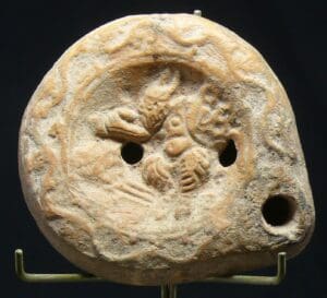 Grèce - Lampe en terre cuite " Minotaure" - 200 / 100 av J.-C.