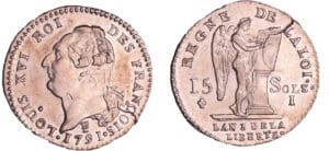 Constitution (1791-1792) - 15 sols type FRANCOIS 1791 I (Limoges) 2ème sem