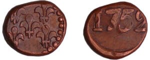 Inde - Territoire de Pondichéry - Louis XV (1715-1774) - 1/2 de biche 1752