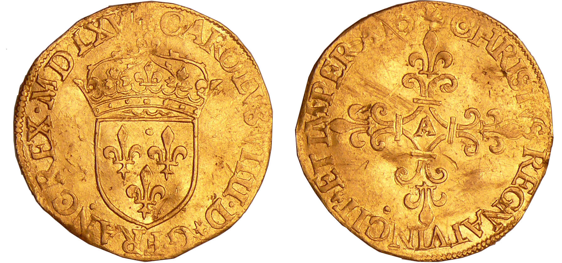 Charles IX (1560-1574) - Ecu d'or - 1er type - MDLXV (1565) A (Paris) Charles IX (1560-1574) - Ecu d'or - 1er type - MDLXV (1565) A (Paris)