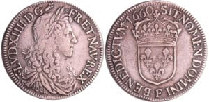 Louis XIV (1643-1715) - ½ écu au buste juvénile, 1er type - 1660 F (Angers)