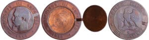 Napoléon III (1852-1870) - 10 centimes tête nue 1856 BB (Strabourg) transformée en boite secréte