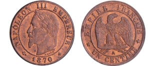 Napoléon III (1852-1870) - 1 centime tête laurée 1870 A (Paris)