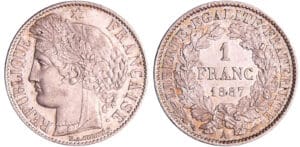 Troisième république (1871-1940) - 1 franc Cérès 1887 A (Paris)