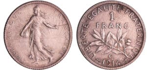Troisième république (1871-1940) - 1 franc Semeuse 1914 C (Castelsarrasin)