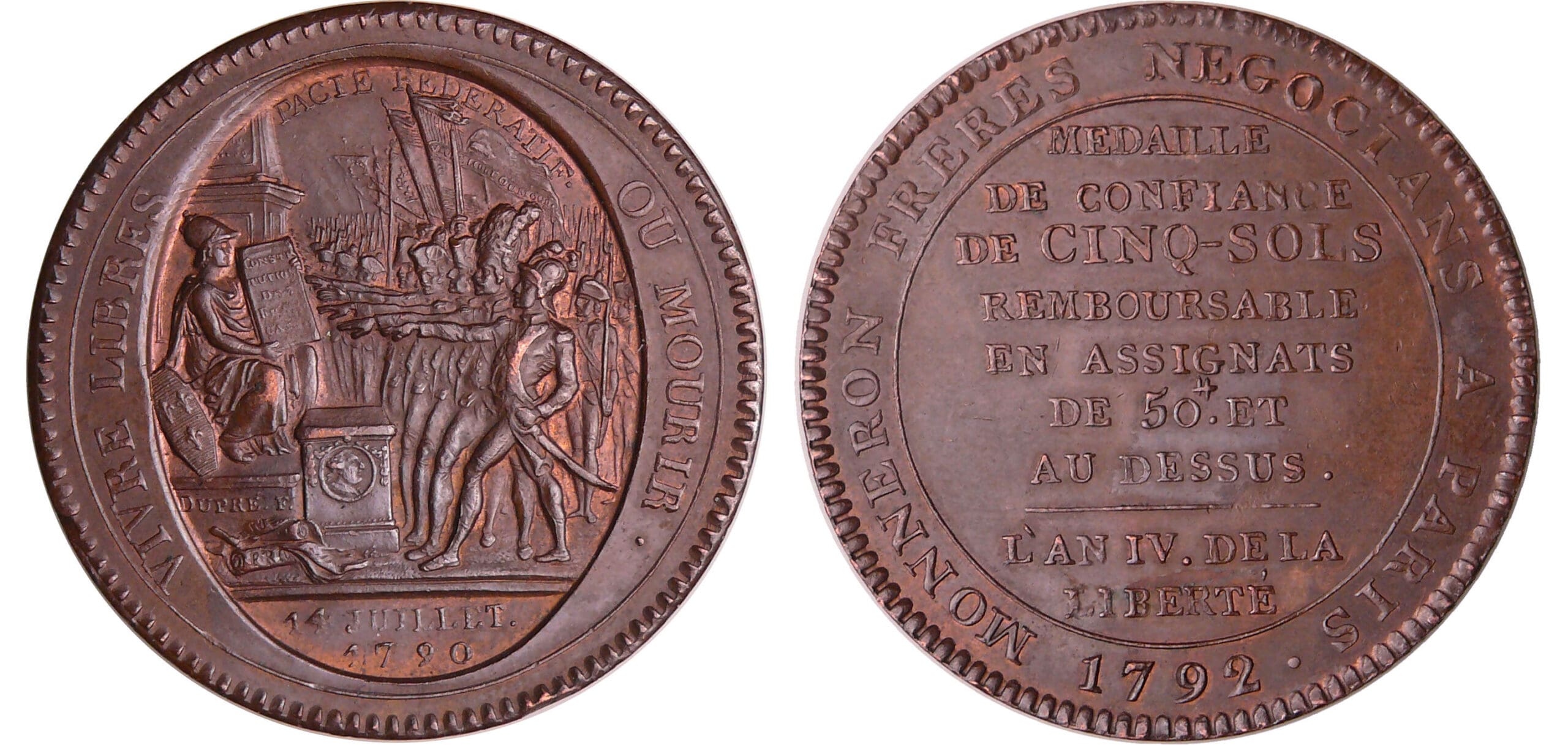 Constitution (1791-1792) - Monneron de 5 sols - 1792 - AN IV Constitution (1791-1792) - Monneron de 5 sols - 1792 - AN IV