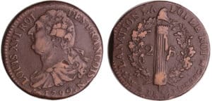 Constitution (1791-1792) - 2 sols au faisceau type FRANCOIS 1792 N (Montpellier)