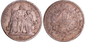 Directoire (1795-1799) - 5 francs Hercule union et force An 5 A (Paris)