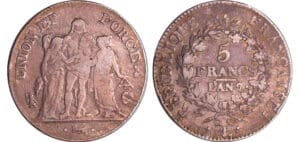 Directoire (1795-1799) - 5 francs Hercule union et force An 7 L (Bayonne)